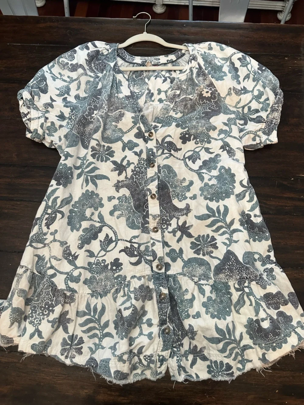 Anthropologie Pilcro Linen Blend Button-Front Mini Dress Size 1X 38483